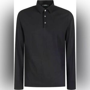 Zanone IceCotton Black Long Sleeve Knit Polo Shirt | Italian | Size 50| L, NWT